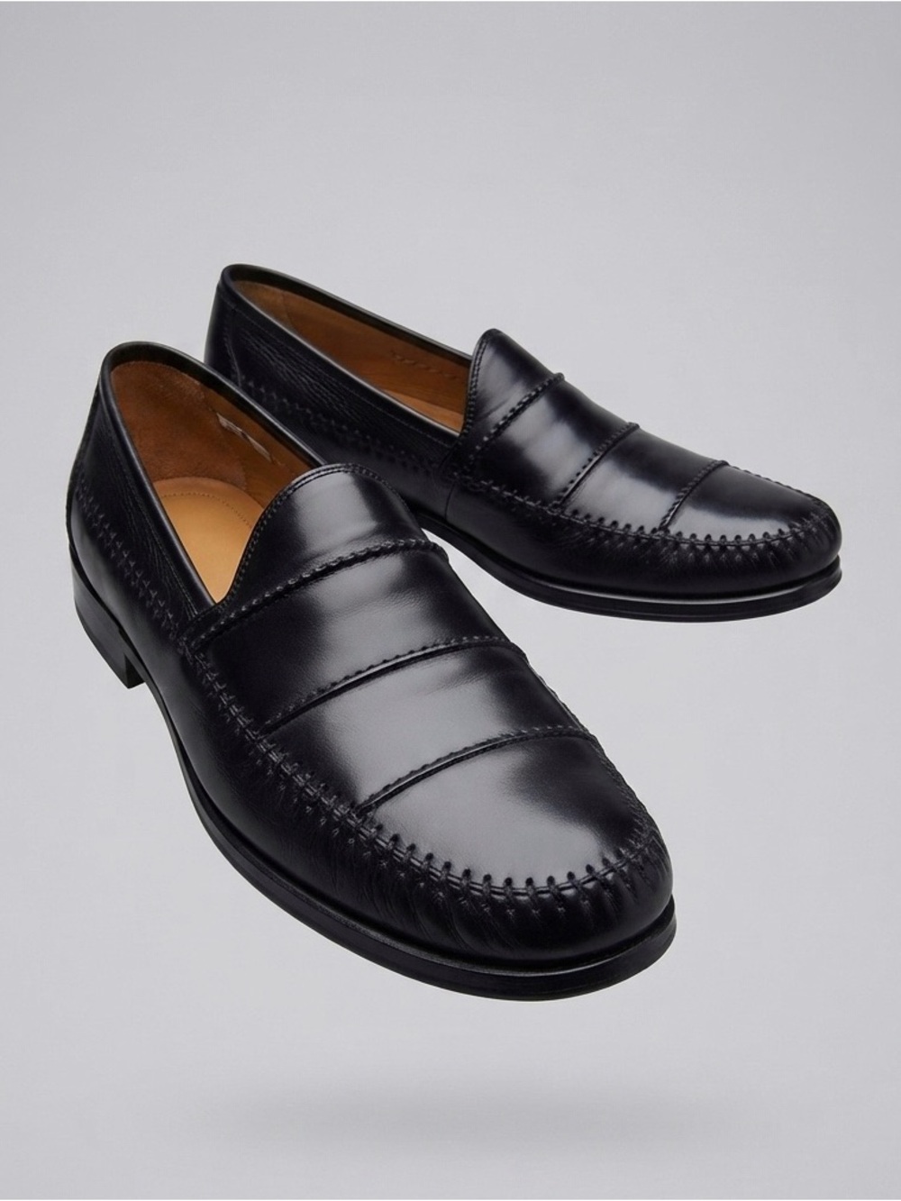 Mezlan SPYDER Black Leather Loafers,
Luxury Slip-On Dress / Driving Moc sz. 12